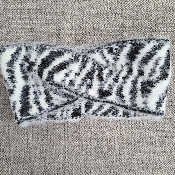 DKNY fuzzy animal print twist headband black and white - Picture 9 of 9